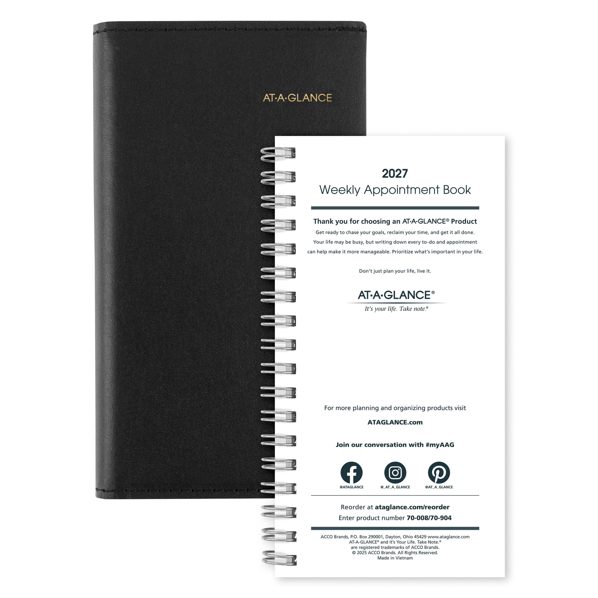 AT-A-GLANCE 2027 Weekly Appointment Book Planner Refill for 70-008 Pocket 3 14 x