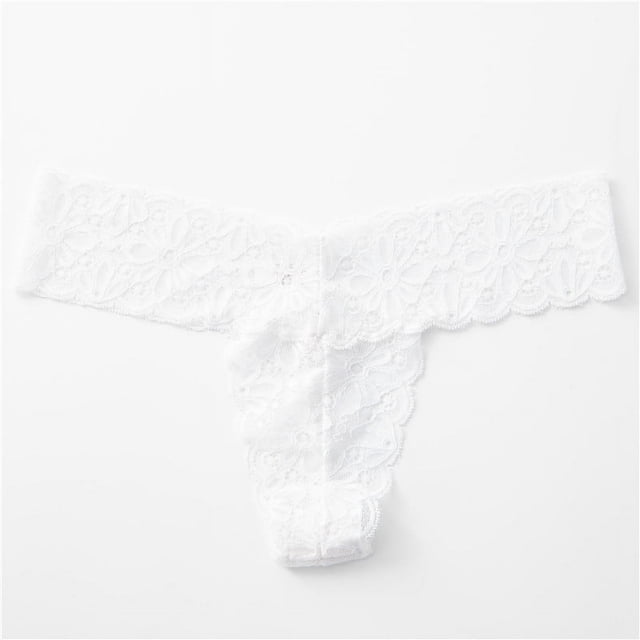 Tanga sexy de encaje de algodón con entrepierna y cintura baja para mujer