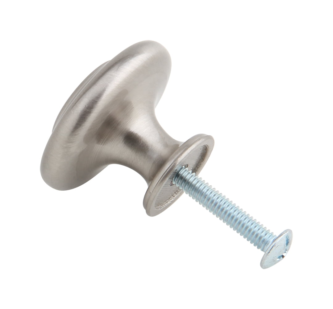 Silverline K2003-BSN Cabinet Hardware Knob 10 Pack 1-3/8 inch x 22H (mm) Brushed Satin Nickel
