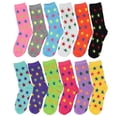 thumbnail image 5 of 6-Pairs Glory Max Women's Casual Cotton Assorted Colors Stars Design Crew Socks Size 9-11, 5 of 5