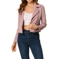 thumbnail image 1 of INSPIRE CHIC Women's Motorcycle Jacket Faux Suede Solid Color Asymmetric Zipper Jacket S Dusty Pink, 1 of 6
