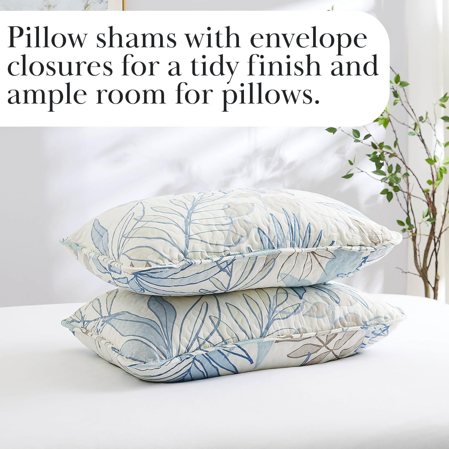 Southshore Fine Living, Inc. Oversized Quilt Bedding Set, 2-Piece Twin XL Coverlet with Matching Pillow Sham, Tropical Print Coverlet, All Season Quilt Bedspread, Lightweight Twin XL Quilts, Blue