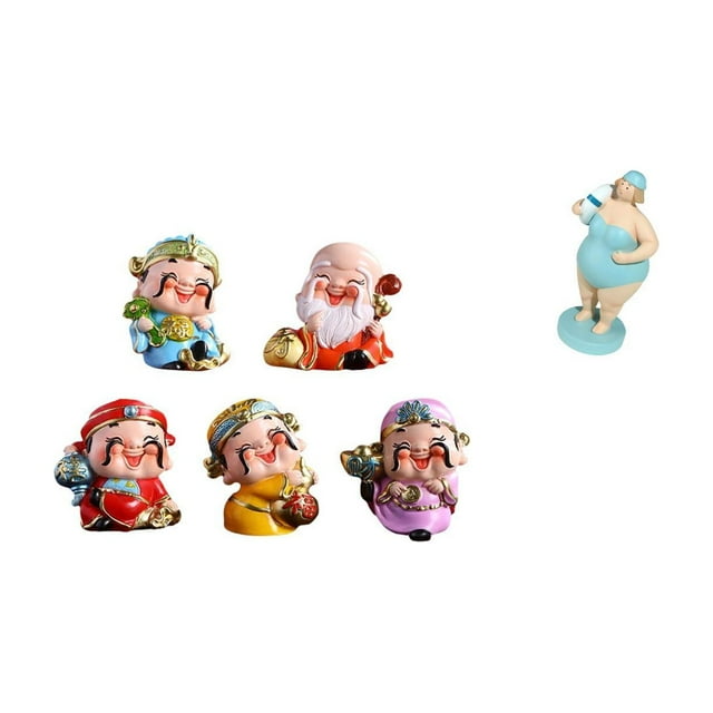 Figura de Dios de de dibujos animados, figura de resina para escritorio, regalo de Feng Shui, escultura en miniatura, adorno alegre, adecua