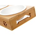thumbnail image 3 of Juego de cuencos de cerámica para gatos con soporte de bambú., 3 of 6