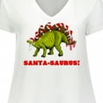 thumbnail image 4 of Inktastic Santa-Saurus Christmas Dinosaur Women's Plus Size V-Neck T-Shirt, 4 of 5