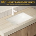 thumbnail image 3 of 48" Floating Bathroom Vanity with Sink, Solid Wood & 16mm Plywood  Composite Cabinet with Drawer & Door Bathroom Vanity, Ceramic Basin & Sintered Stone Top - White Oak White Oak Wood Grain Vanity, 3 of 7