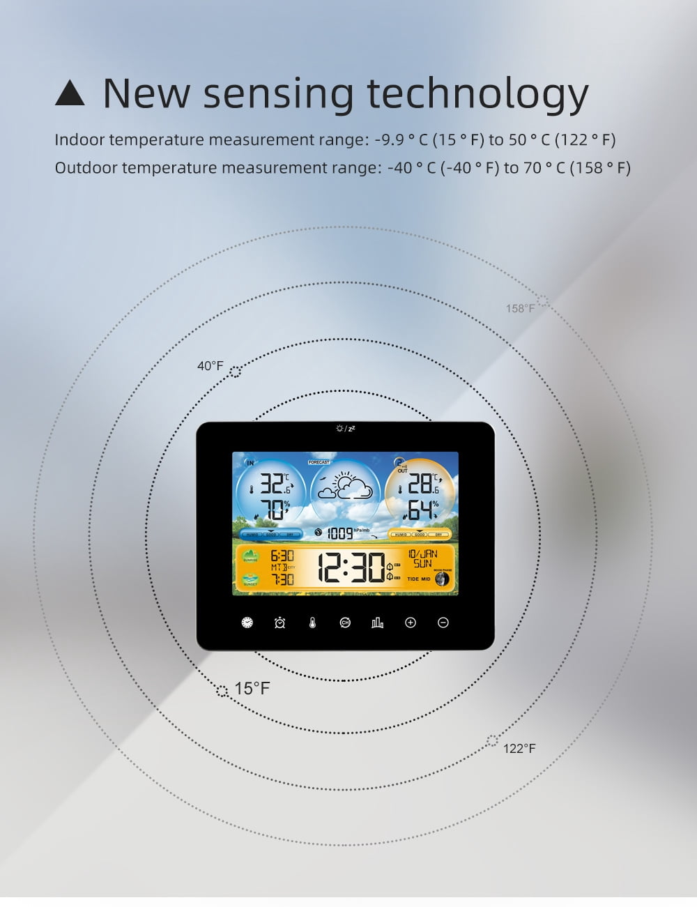 Hygrothermograph,Color Screen And Tide Time And Tide Weather Station Indoor With Remote Thermometer Station Sunset Time Sunrise Sunset Weather Thermometer Remote And With Sunrise