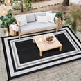 thumbnail image 4 of EastVita 9 x 12 ft Plastic Black White Rectangular Beach Front Porches Patio Picnic RV Camping Garage Geometry Modern Area Rug, 4 of 8