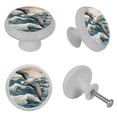 thumbnail image 7 of 4 PCS Seagull Flying over Sea Waves Crystal Glass Round Cabinet Knob Drawer Pull Handle Glowing in The Dark for Kitchen, Cupboard, Dresser, Wardrobe, etc, 7 of 7
