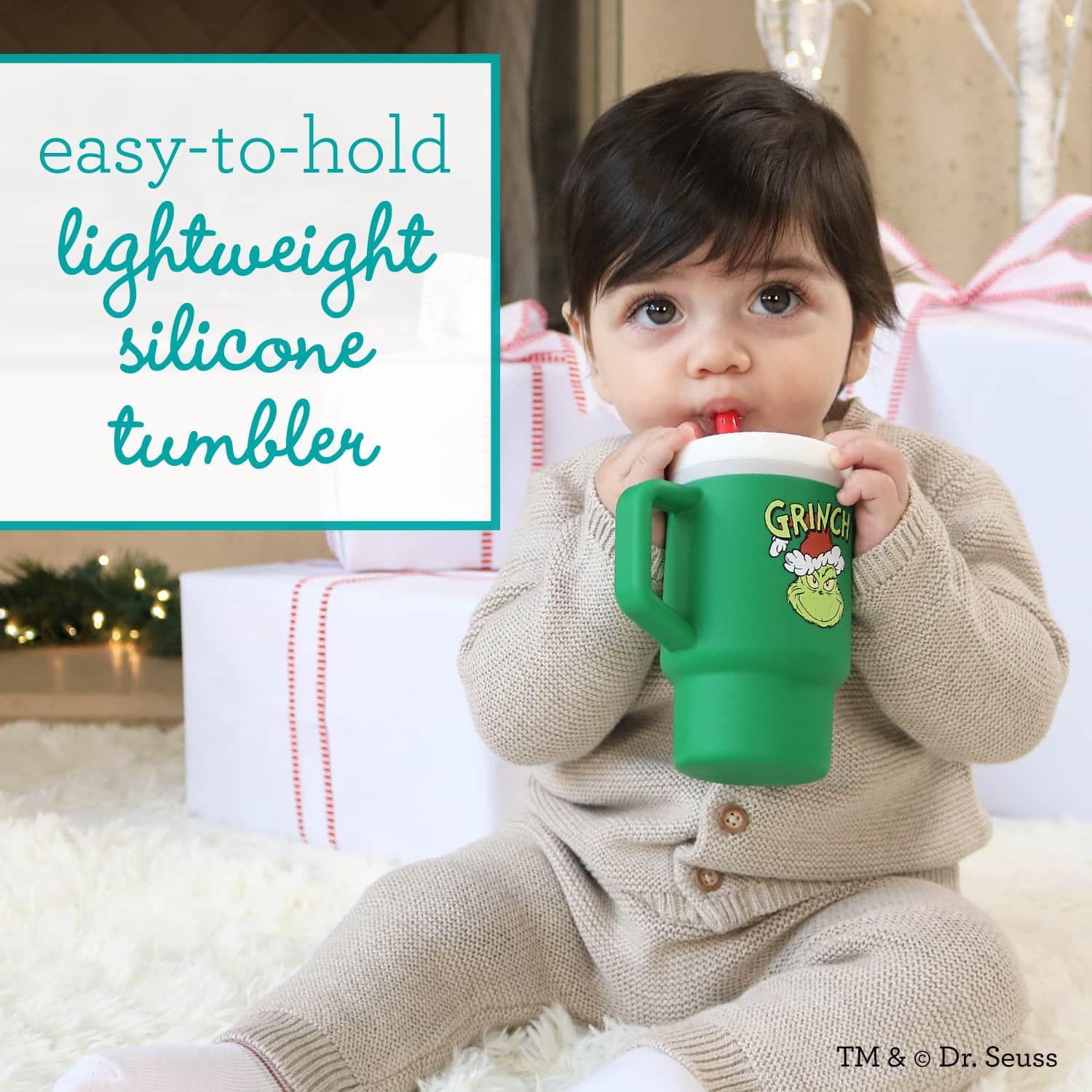 Infantino My 1st Tumbler – Adorable 9 oz. Training Cup with Toddler-Friendly Straw and Handle, Grinch Green