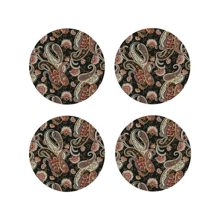 

Tideii Paisley6 for Leather Coasters 4 Pieces Anti-fouling and Anti-scalding Decorative Coasters Suitable for Restaurants Kitchens Coffee Shops-Round Shape