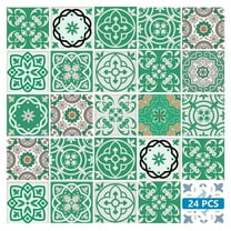 HomeRoots 556423 12 x 12 in. Green & White Mosaic Peel & Stick Removable Tiles