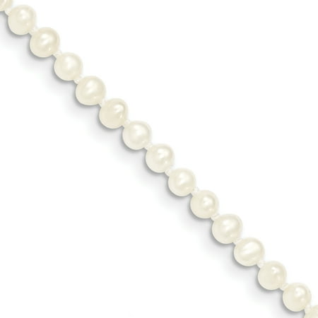 14k Yellow Gold 4mm White Near Round Freshwater Cultured Pearl Bracelet 4 Inch Gifts For Women For Her