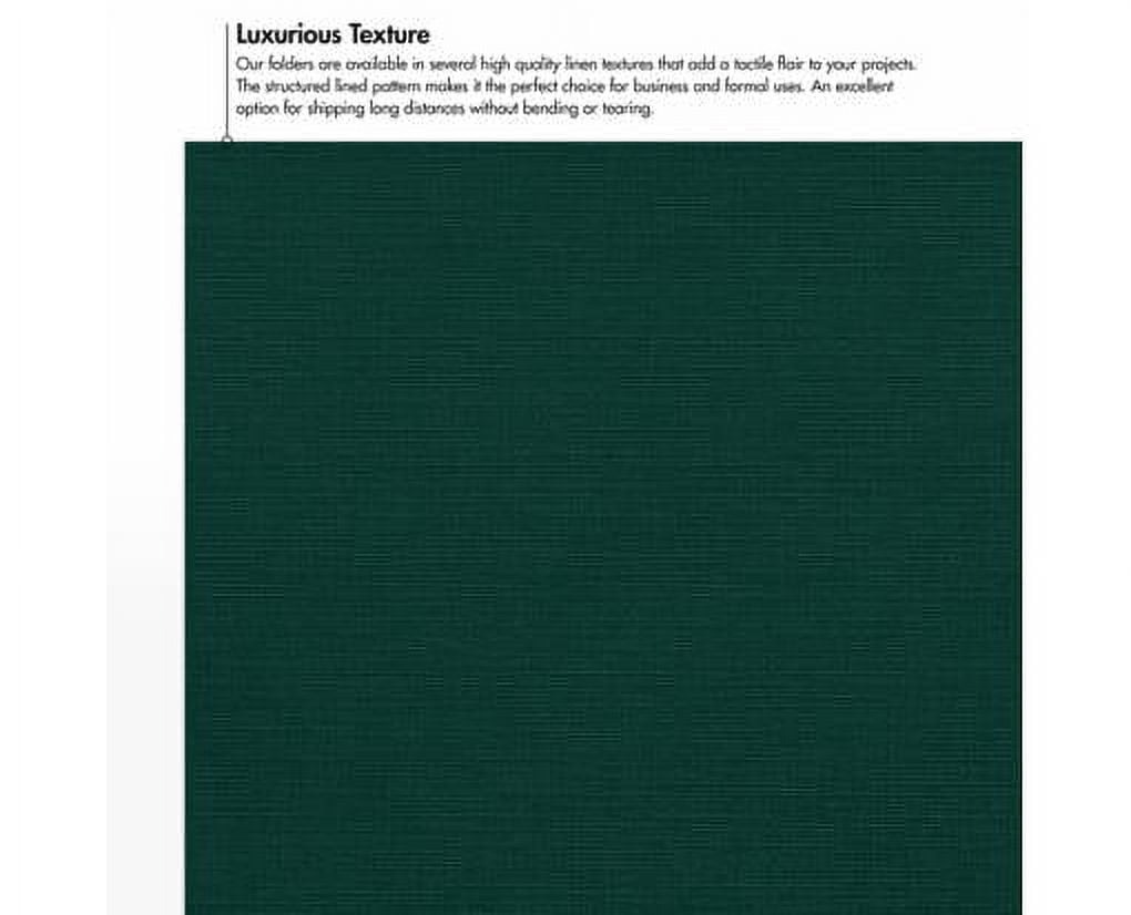 LUXPaper 9 x 12 Presentation Folder, Green Linen, 25/Pack