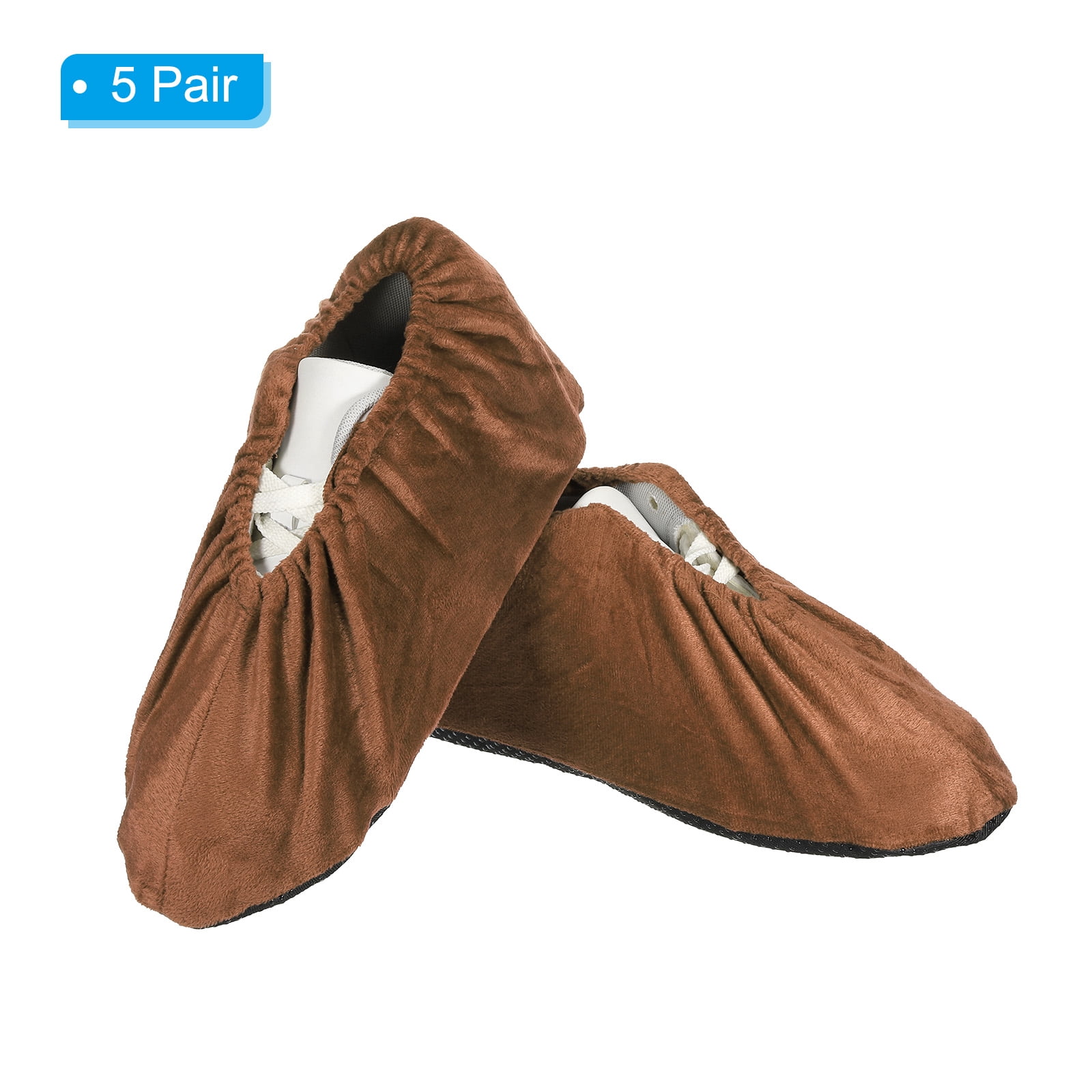 Unique Bargains Reusable Washable Thickened Boot Shoe Covers for Household Brown