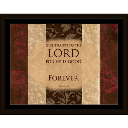 Lord Is Good Forever Psalm Traditional Distressed Panel Religious Painting Brown & Red, Framed Canvas Art by Pied Piper Creative