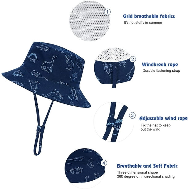 Kids Fishing Hat Children Sun Hat for Toddler Boys Girls Wide Brim  Adjustable Bucket Hat for Summer Outdoor Sports