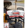 thumbnail image 4 of Outdoor Tablecloth with Umbrella Hole and Zipper, Valentine's Day Square Table Cloth 60x60 Inch Waterproof Tablecloth, Love Gnomes Black Stripes Country Picnic Table Cover for Patio Camping, 4 of 7