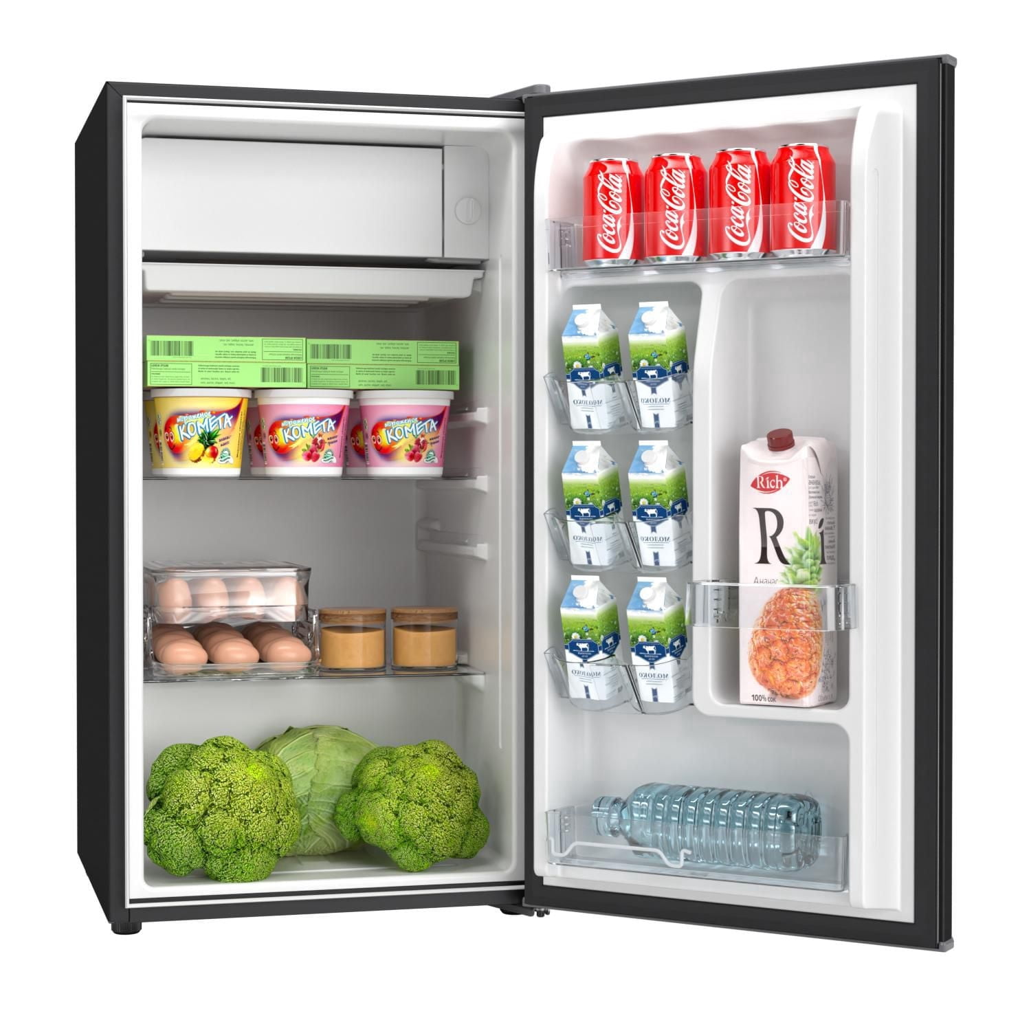 Hamilton Beach Mini Réfrigérateur 3,3 pi³ avec compartiment congélateur, réfrigérateur compact à porte simple, Energy Star, porte réversible, acier inoxydable