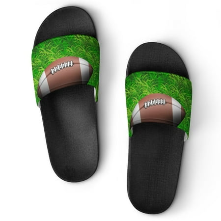 

GZHJMY Stylish Slides for Women Men American Football Ball on Grass Soft Flexible Slip-on Sandals Slippers