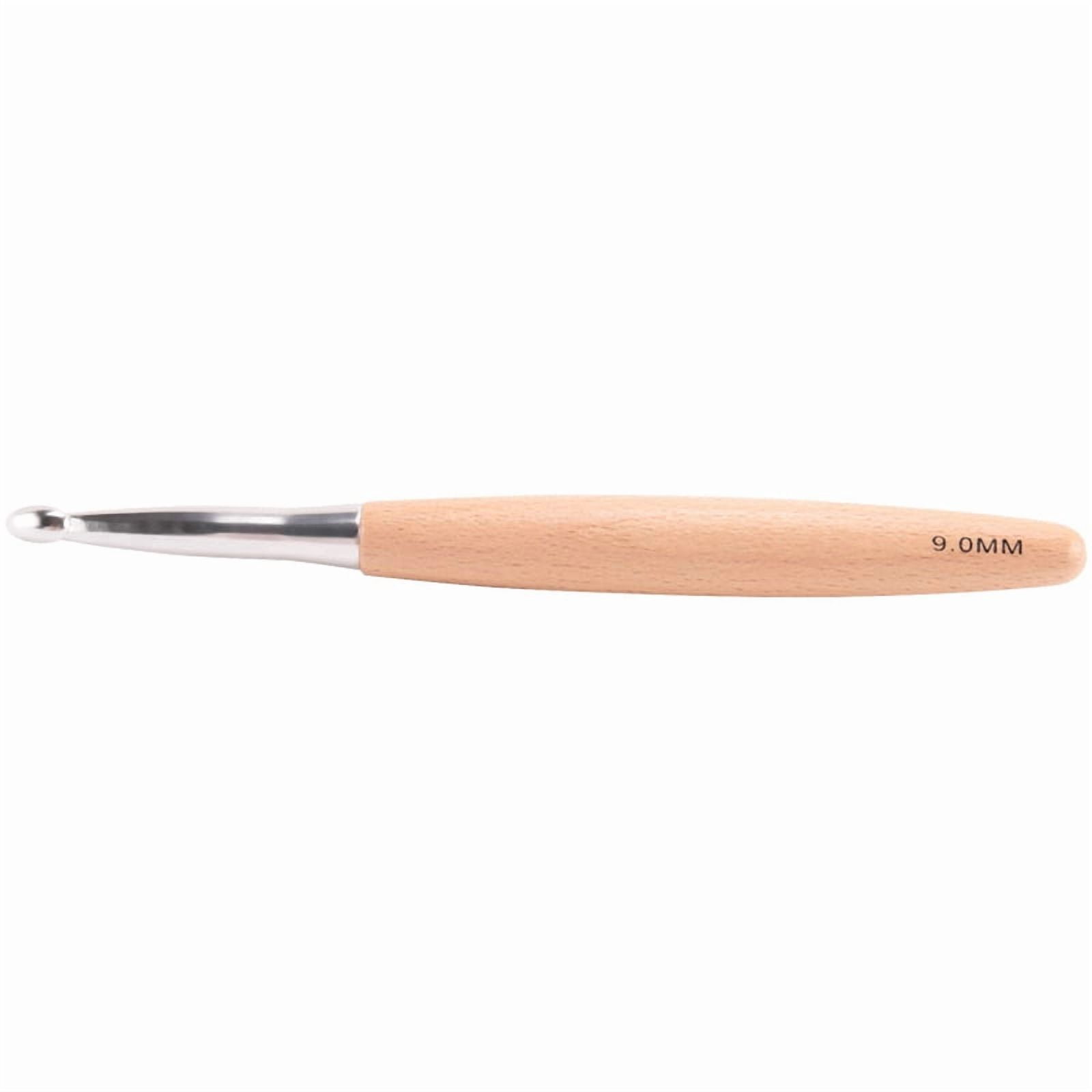 10x Big Crochet Hooks Set with Beech Wood Handle, Crochet Hooks for Chunky Yarn, Size 7mm 8mm 9mm 10mm 12mm