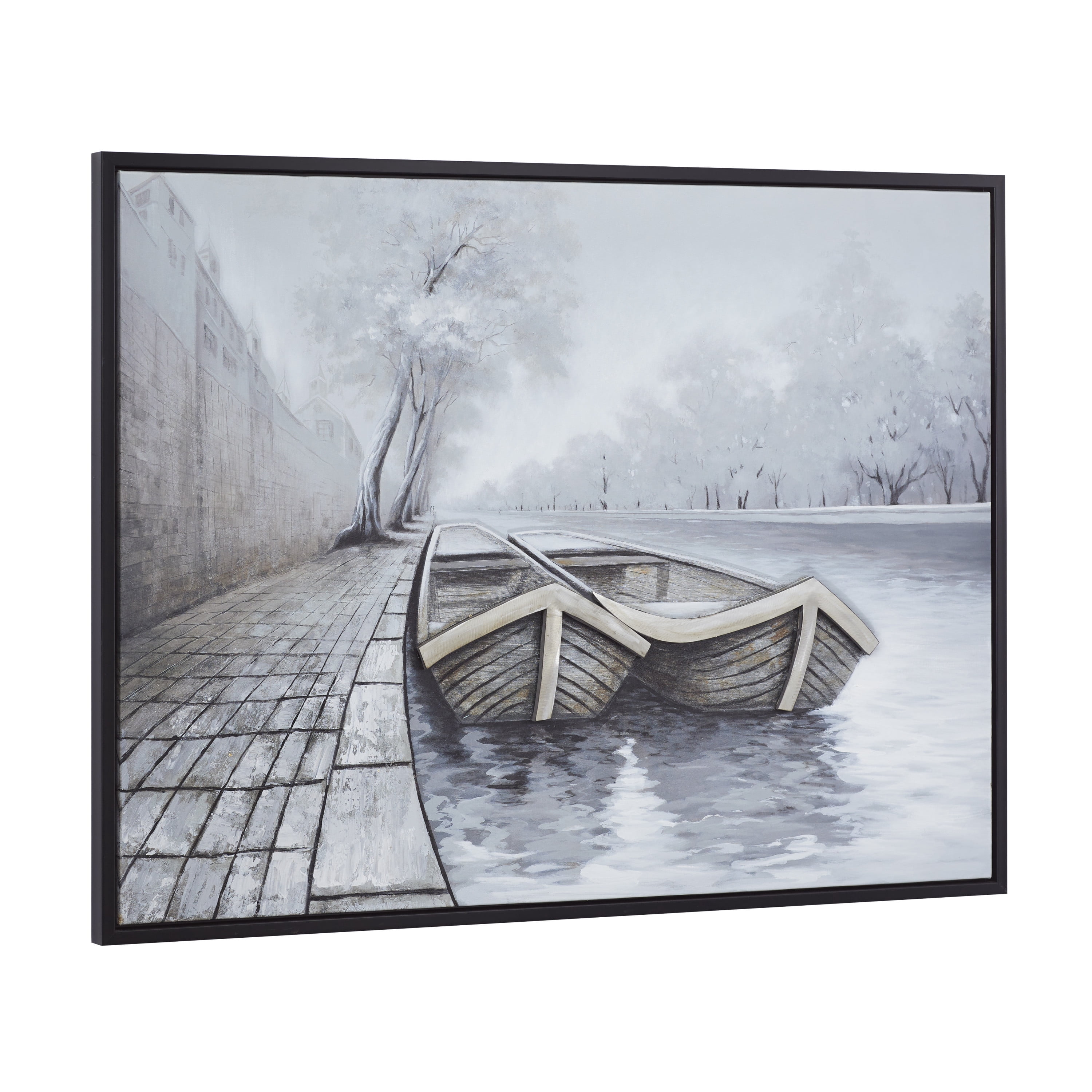 48" x 36" Sail Boat Framed Wall Art with Black Frame, by DecMode