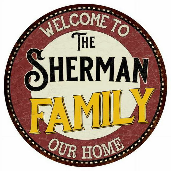 The Sherman Family 14" Round Metal Sign Kitchen Game Room Decor 100140038423