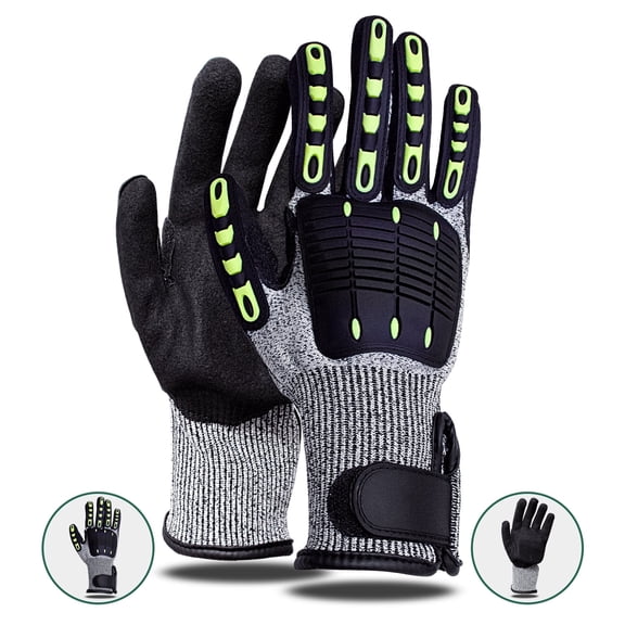 Jeoa  Mechanic Gloves for Men， Touchscreen Impact Resistant ，Cut & Puncture Protection（2 Pair, Size L）