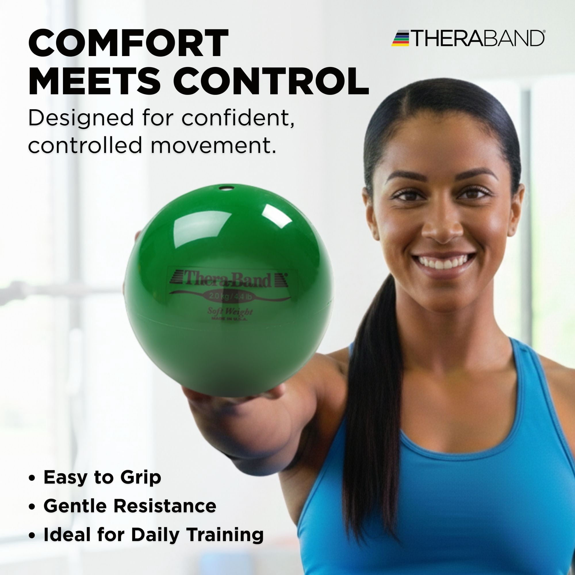 THERABAND Soft Weight 4.4 Lb, 4.5" Ball-Shaped Isotonic Exercise Balls for Physical Therapy, Weighted Ball Set for Pilates, Shoulder Strength & Rehab, Color-Coded, Portable & Easy to Grip