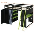 thumbnail image 2 of Harper & Bright Designs Full Size Gaming Loft Bed with Desk & RGB Lights, Full Wood Loft Bed Frame with Storage Wardrobe, Shelves & Blackout Curtains, Black+Green, 2 of 17