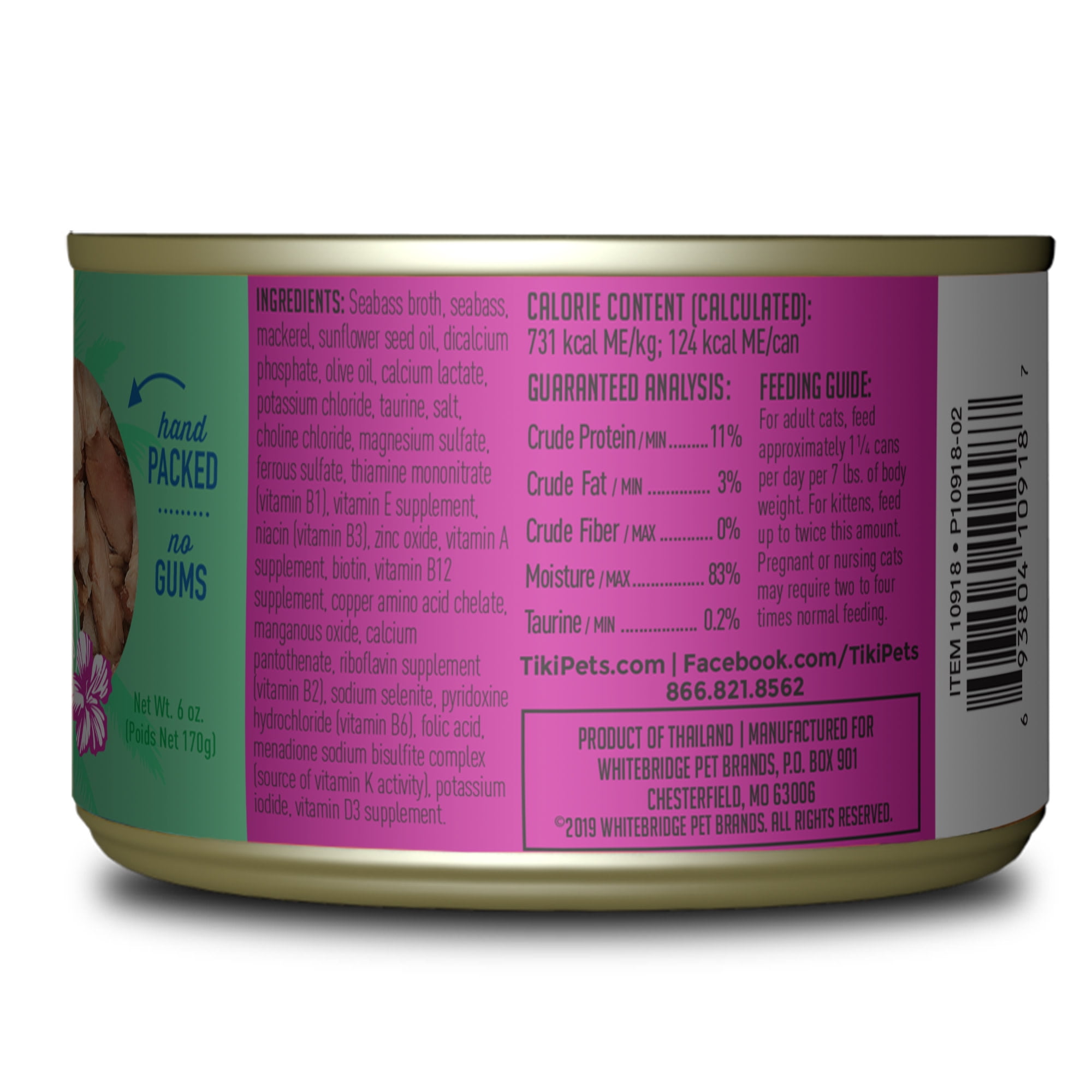 (12 pack) Tiki Cat Luau Wet Cat Food, Seabass, 6 oz. Can
