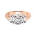 thumbnail image 4 of IGI Certified 1 Carat Pear Shape Lab Grown Diamond Engagement Ring | 14K Rose Gold | Lauren Three stone Emerald Shape Side Lab Diamond Ring | FG-VS1-VS2 Quality Friendly Diamonds, 4 of 6