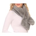 thumbnail image 4 of Sakkas Kiy Loophole Faux Fur Long Soft Warm Comfortable Textured Bow Scarf - Grey - One Size Regular, 4 of 5
