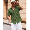 thumbnail image 2 of COOFANDY Men's Button Down Shirt Short Sleeve Casual Stylish No Tuck Shirt for Men, 2 of 5