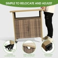 thumbnail image 4 of Homefun Outdoor Wicker Storage Cabinet Patio Bar Cart Prep Table Grill Station Movable Dining Cart Table Garden,Light brown, 4 of 7