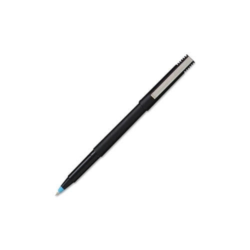 uni-ball Classic Rollerball Pens Micro Pen Point - 0.5 mm Pen Point Size - Blue Water Based Ink - Black Stainless Steel Barrel - 12 / Dozen