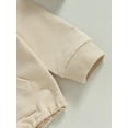 thumbnail image 3 of ZAXARRA Infant Baby Boys Sweatshirt Romper Long Sleeve Crewneck Solid Fall Oversized Bodysuit Clothes with Pocket, 3 of 7