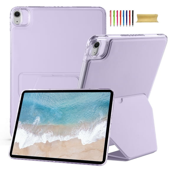 Allytechgroup Slim Case for Apple iPad 6th 5th Generation 9.7"/ iPad Air 1 2 9.7", PU Leather Acrylic Back Cover Dual Angle Stand Shockproof Protective Case Shell, Purple