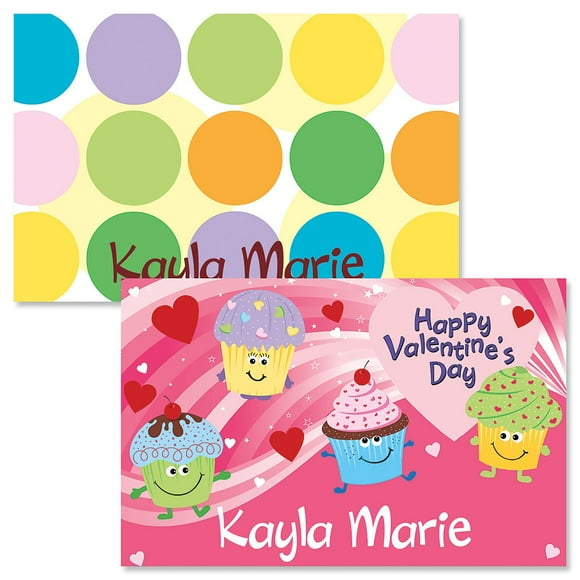 Valentine's Cupcakes Personalized Kids Placemats - Laminated Bright Graphic Placemat, 11" x 17" by Lillian Vernon