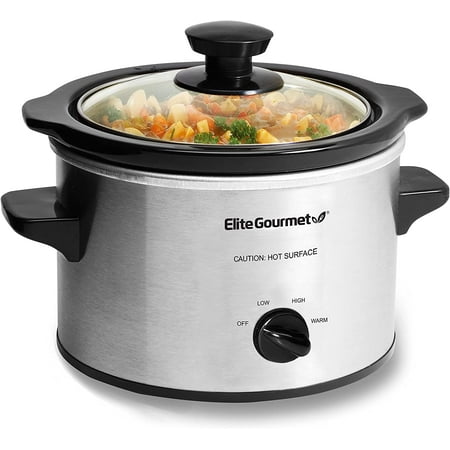Visualz MST-250XS# Electric Slow Cooker Ceramic Pot, with Adjustable Temp, Entrees, Sauces, Soups, Roasts, Stews & Dips, Dishwasher Safe (1.5 Quart, Stainless Steel)