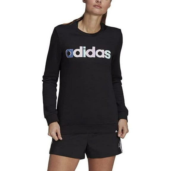 ADIDAS Women's Multi-Color Logo Long Sleeve Top Black Size XS