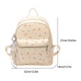 thumbnail image 2 of Floral School Backpack, PU Leather Waterproof Backpack with Pendant, Heavy Duty Mini Bookbag for Travel Work College, Beige, 2 of 10