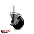 thumbnail image 2 of 4 Inch Soft Rubber Wheel Swivel 3/4 Inch Threaded Stem Caster with Brake SCC, 2 of 2
