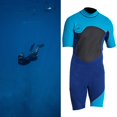 thumbnail image 3 of Traje de neopreno corto para hombre Traje de buceo Cremallera trasera para buceo Snorkel Surf 2 mm Azul XL azul Cola trajes de neopreno para hombre, 3 of 7