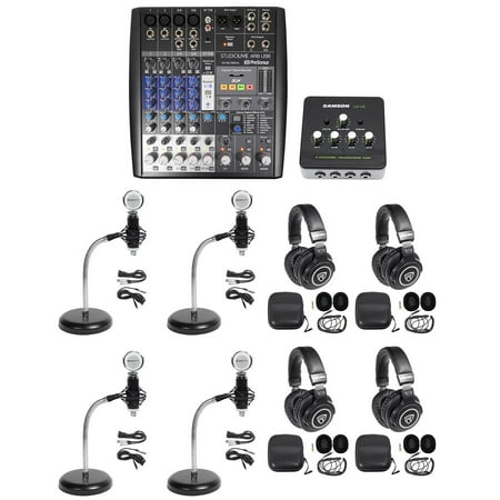 Presonus AR8 Podcast Podcasting Studio Bundle w/Mics+Headphones+Gooseneck Stands