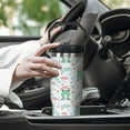 thumbnail image 4 of 30oz Crown Frog Bottle Spill Proof Tumbler with Top Handle and Straw Lid Stainless Steel Double Wall Insulated Tumbler Coffee Mug Gift for Women Men Travel Cup for Car (Mushroom Frog), 4 of 5