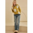 thumbnail image 6 of Women's Cozy Yellow Stripe Daisy Floral Round Neck Sweater for Winter | [ZhiHiMeRi] | (US 12-14)L, 6 of 12