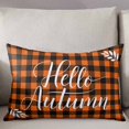 thumbnail image 3 of Orange Buffalo Plaid Throw Pillow Cover 12 x 20 Inch Decorative Pillow Cover Vintage Check Fall Farmhouse Lumbar Pillowcase Seasonal Rectangle Cushion Case for Couch Sofa Bed Living Room, 3 of 7