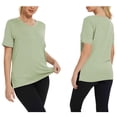 thumbnail image 4 of Comdrip Women's Oversized T Shirts, Women's Summer V Neck Loose Short Sleeved Shirt with Slit Tees for Women Green M, 4 of 6