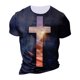 thumbnail image 4 of European And American Cross Print Short Sleeve Round Neck T-shirt Top 2XL, 4 of 5